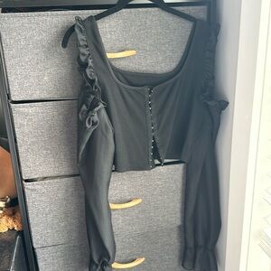 SHEIN corset Ruffle Cold Shoulder crop top XL